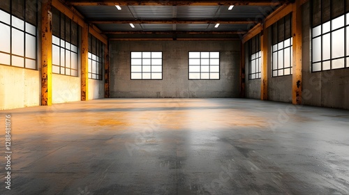 Wallpaper Mural Abandoned industrial warehouse with rusted metallic edges open empty center space and natural light filtering through the large windows creating a grungy dilapidated and vintage industrial aesthetic Torontodigital.ca