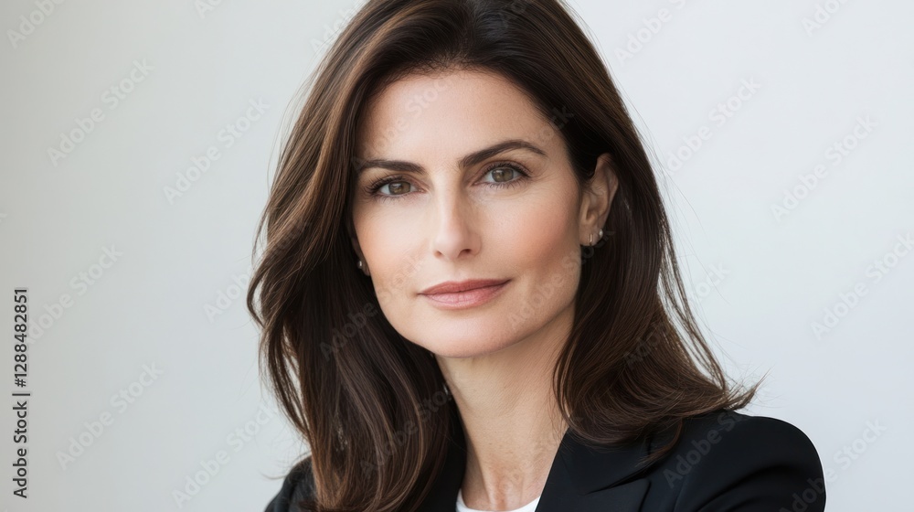 Portrait of a Woman with Brown Hair and Serene Expression Portrait of a Woman with Brown Hair and Serene Expression