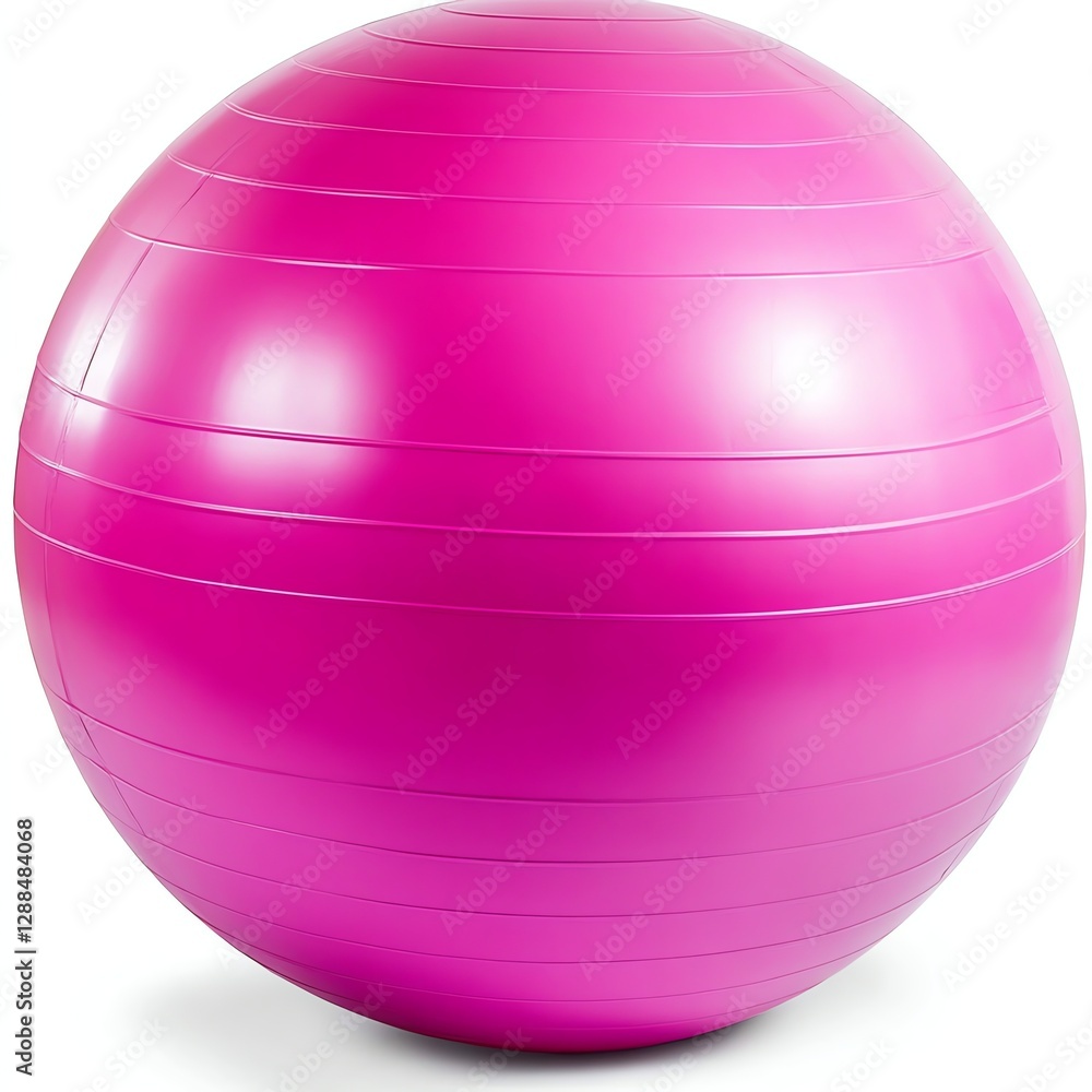 A bright pink exercise ball, commonly used for fitness workouts, stability training, and rehabilitation exercises. A bright pink exercise ball, commonly used for fitness workouts, stability training, and rehabilitation exercises.