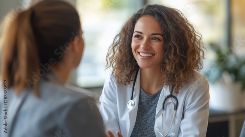 A patient and therapist converse sympathetically in a cozy office setting while emphasizing easily accessible mental health care. photo