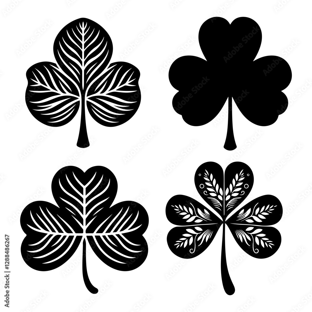 Fototapeta premium st patrick's day four bundle leaf vector 