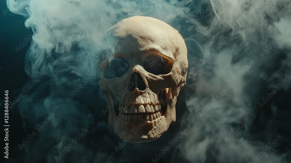 Ghostly Skull in Smoke: A Mysterious and Dark Image Ghostly Skull in Smoke: A Mysterious and Dark Image