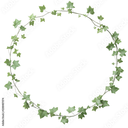 A green ivy wreath with leaves in a circle