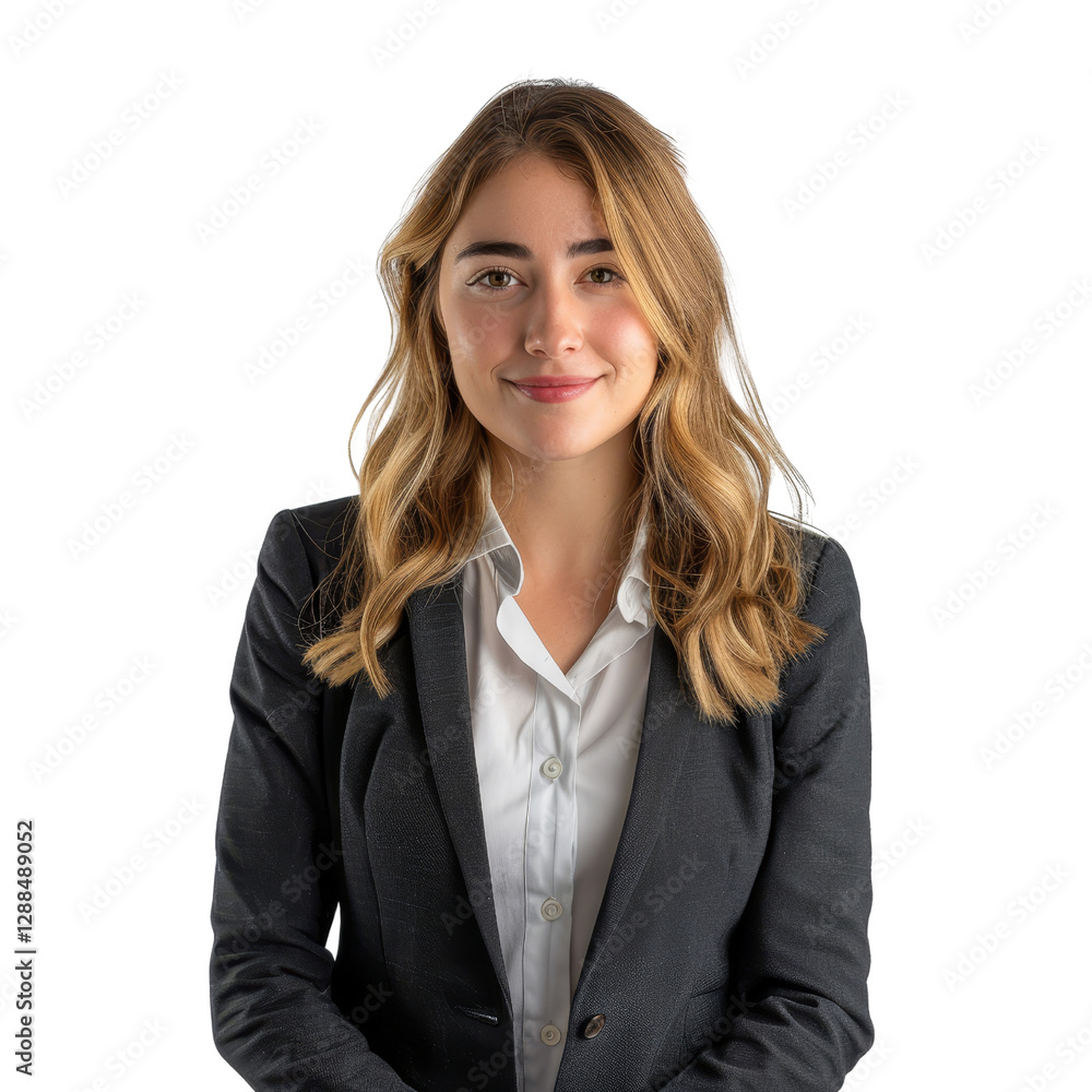 Confident Businesswoman with Long Hair in Professional Attire Confident Businesswoman with Long Hair in Professional Attire