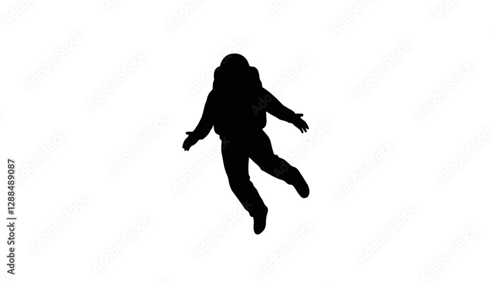 Silhouette of a person jumping against a white background Silhouette of a person jumping against a white background