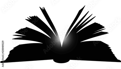 Open book with pages fanned out against a light background