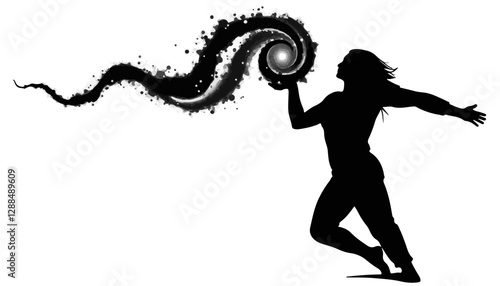 Silhouette of a person creating swirling energy