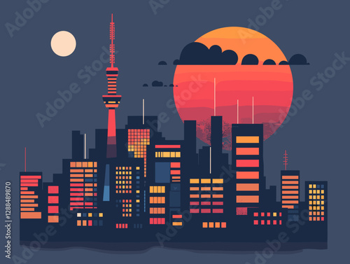 Tokyo City Beautiful Vector Illustration for Postcards, Web Sites and Your Design.