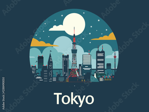 Tokyo City Beautiful Vector Illustration for Postcards, Web Sites and Your Design.