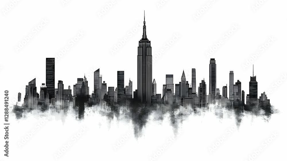 Fototapeta premium NYC Skyline Silhouette, Cityscape View