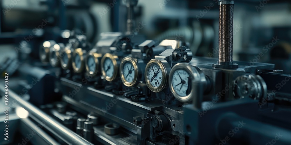 Machine Gauges in Factory Setting Machine Gauges in Factory Setting