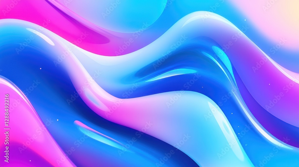 Naklejka premium Abstract wavy vibrant blue pink digital art background