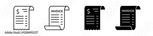Invoice icon set. Payment, transaction, bill paid symbol Vector illustration. 