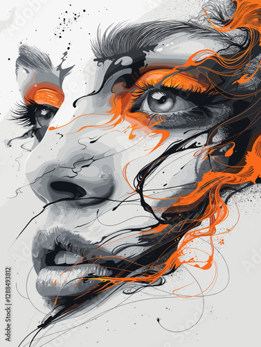 Fashion illustration of a beautiful woman's face. Vector illustration.