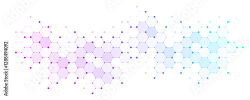 Modern health care or medical background design. Health care innovation concept. Horizontal header web banner. Abstract geometric background with hexagon shapes for medicine, science, chemistry.