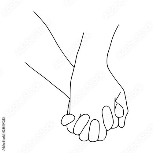 holding couple hands outline vector design
