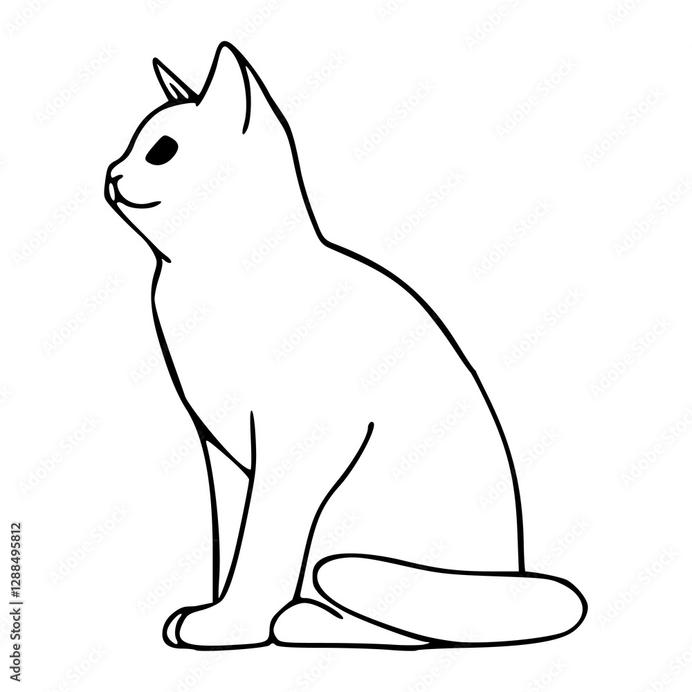 Obraz premium side view cat vector drawing