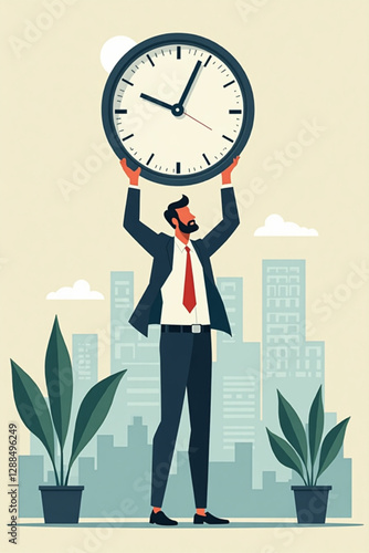Man Managing Time Effectively to Meet Business Goals and Improve Productivity in Corporate Environment
