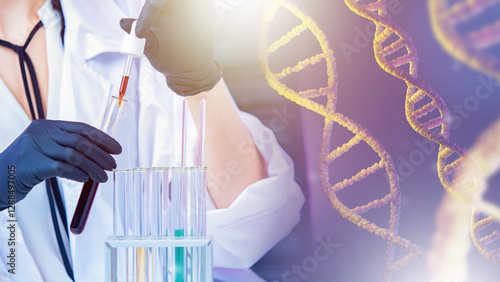 Hands of DNA engineer. Woma...