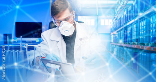 Man scientist in laboratory...