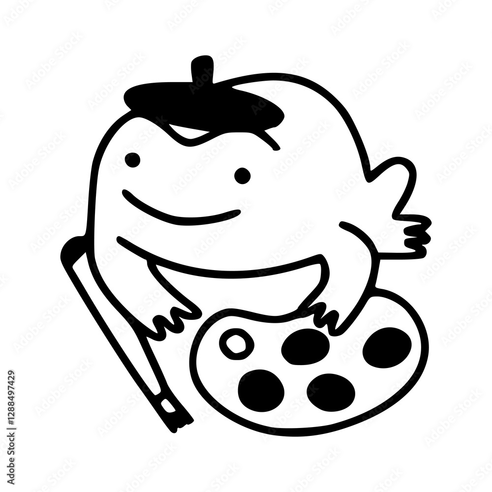 funny frog cartoon character in line at doodle style funny frog cartoon character in line at doodle style