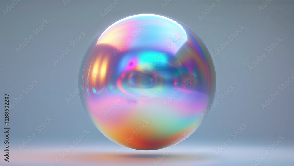 A vibrant, iridescent sphere showcases a spectrum of colors as it reflects light in a modern, minimalist environment. The smooth surface enhances the visual depth A vibrant, iridescent sphere showcases a spectrum of colors as it reflects light in a modern, minimalist environment. The smooth surface enhances the visual depth