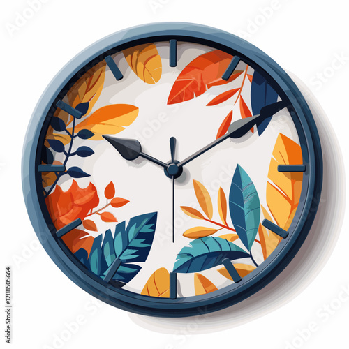 Daylight Saving Time (DST). Wall Clock and Flowers. Vector Illustration