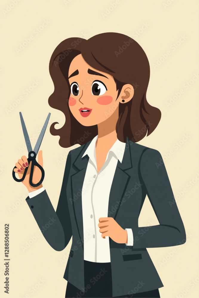 Overworked Businesswoman Cutting Stress with Scissors for Better Mental Health Overworked Businesswoman Cutting Stress with Scissors for Better Mental Health