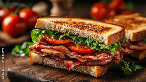 A classic BLT sandwich with crispy bacon, lettuce, and