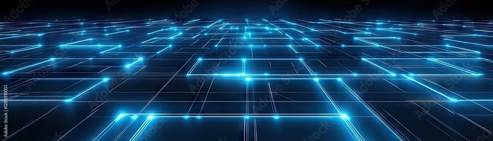 Obraz premium Futuristic digital grid, network connection, data flow, glowing lines, abstract background, tech concept