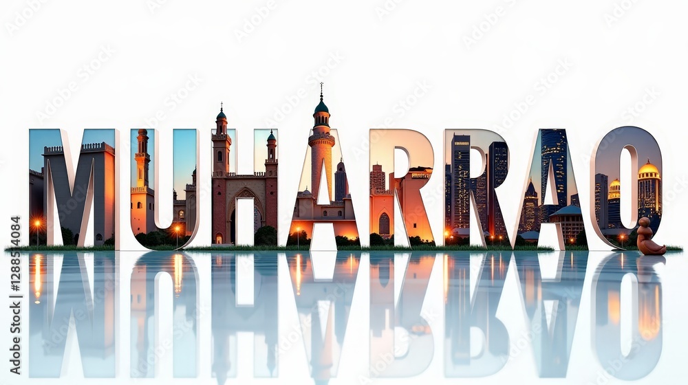Muharraq letters City, Word illustration, travel and tourism in Bahrain Attraction Wall Gift Decoration Muharraq letters City, Word illustration, travel and tourism in Bahrain Attraction Wall Gift Decoration