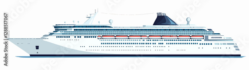 Illustration of a cruise ship. Large passenger ship.