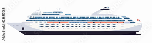 Illustration of a cruise ship. Large passenger ship.