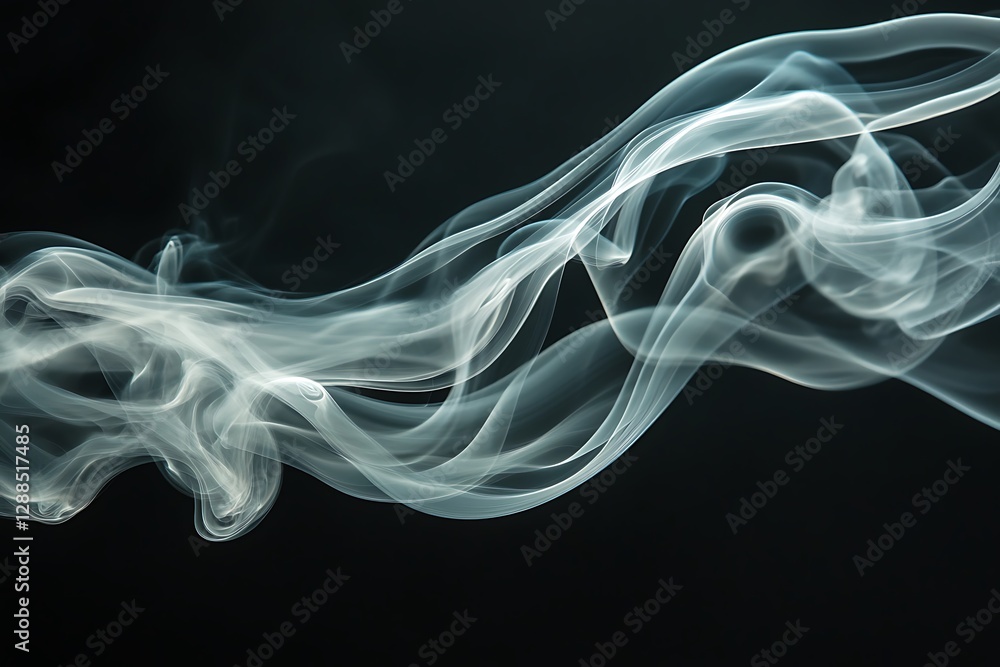 Fototapeta premium Abstract swirling white smoke on black background. (1)