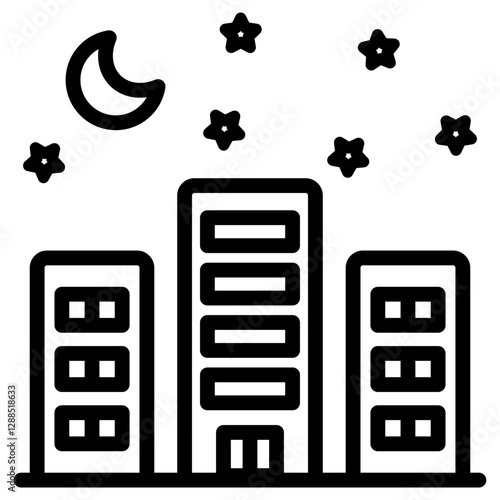 도시 밤 풍경 아이콘