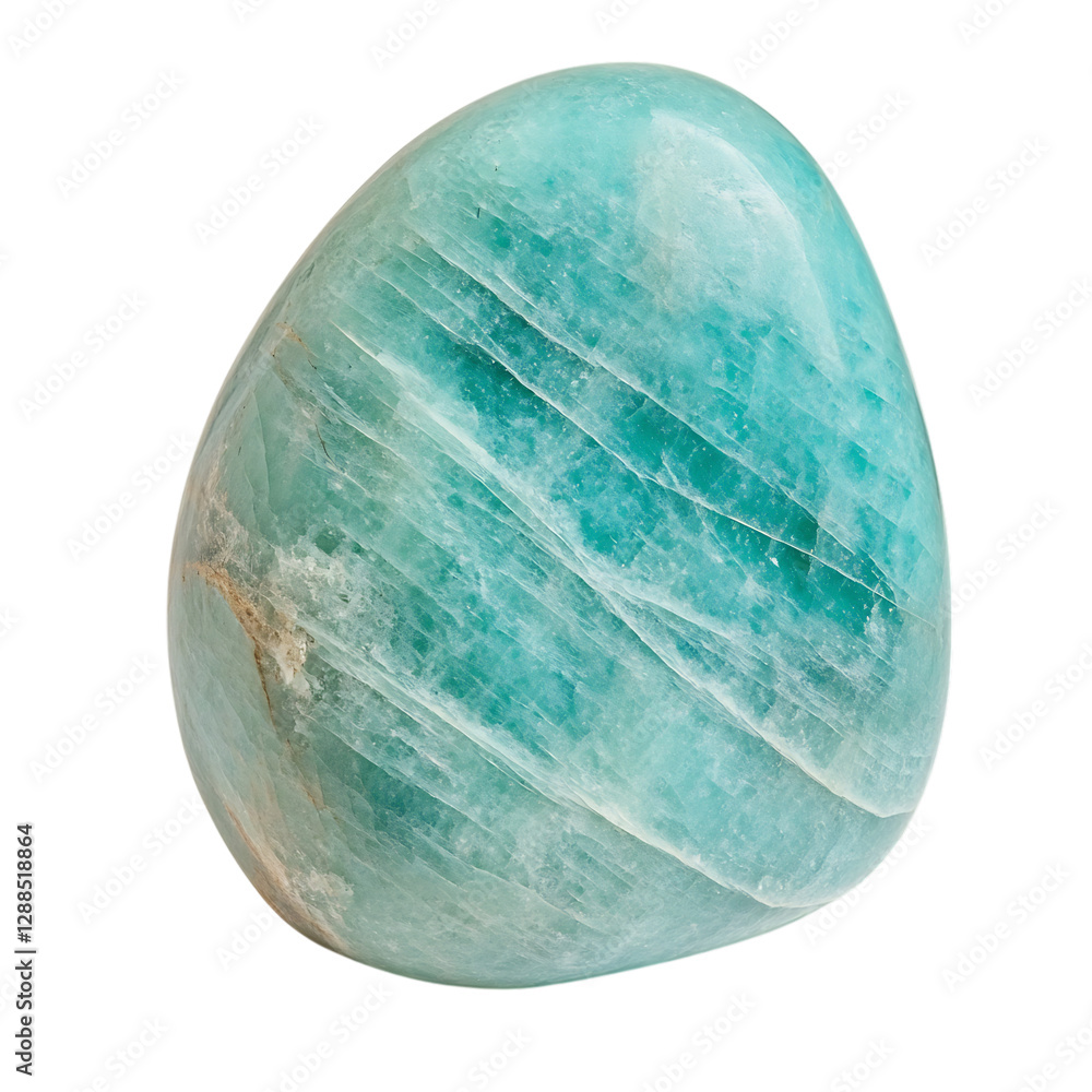 Smooth Amazonite Stone with Teal Hue Isolated on Transparent Background Smooth Amazonite Stone with Teal Hue Isolated on Transparent Background