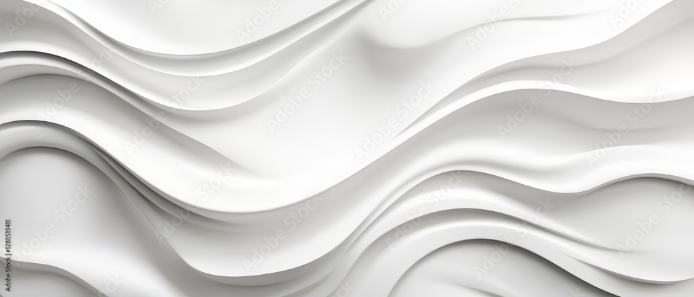Obraz premium Abstract wavy white plaster wall, artistic and dynamic modern design
