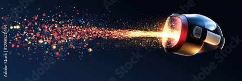 Futuristic Energy Blast from a High-Tech Device in a Sci-Fi Landscape Setting