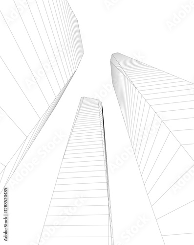 Modern Facade Skyscrapers. Minimalist Architectural Urban Skyline with Contemporary Buildings