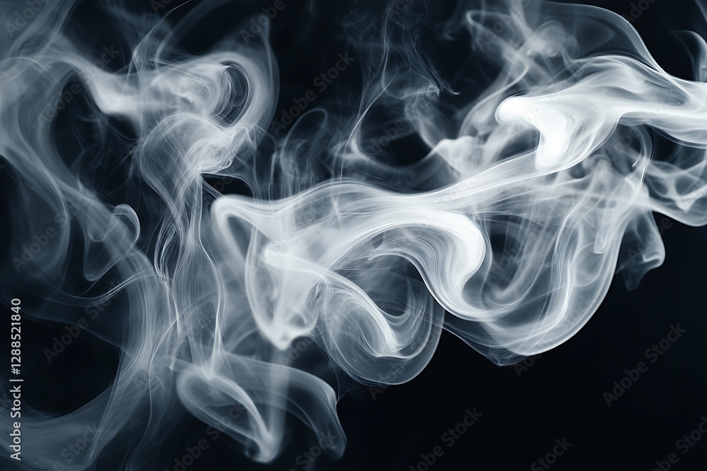 Abstract white smoke swirls on black background. (5) Abstract white smoke swirls on black background. (5)
