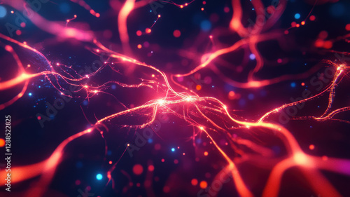 Vibrant abstract background featuring glowing lines and particles, creating dynamic and energetic atmosphere