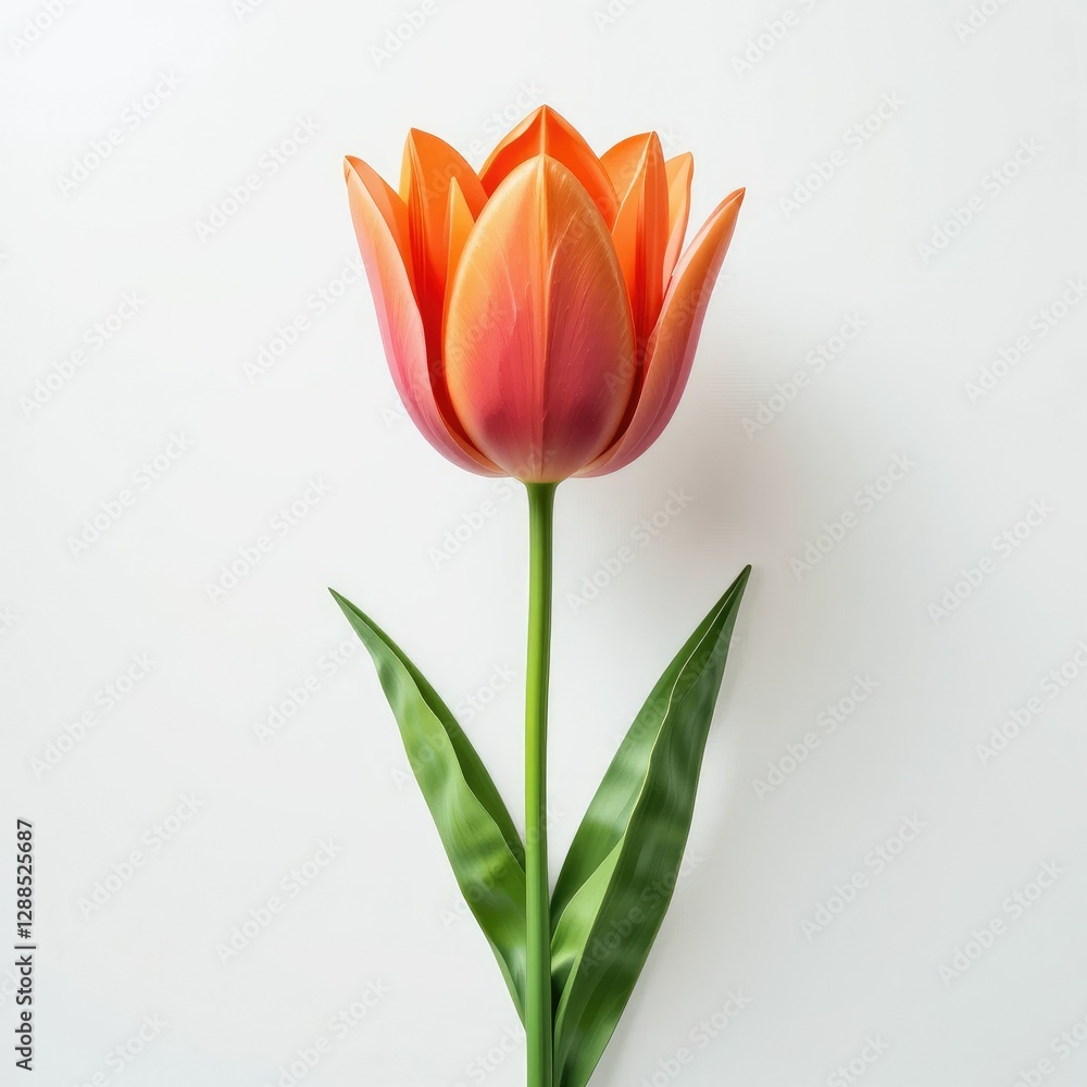 Single Orange Tulip Flower on White Background Single Orange Tulip Flower on White Background
