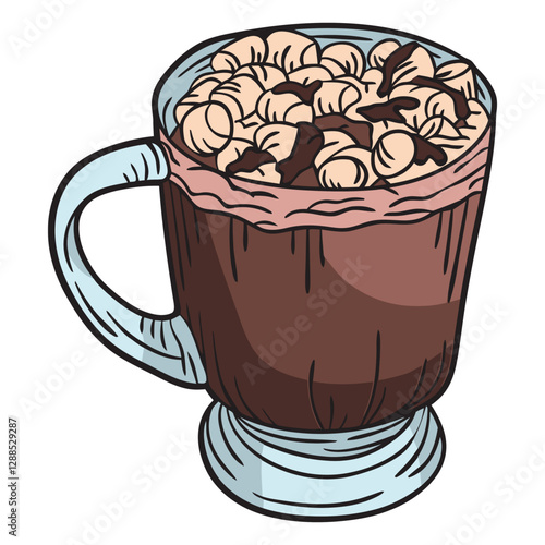 hand drawn marshmallow hot chocolate. Generative ai