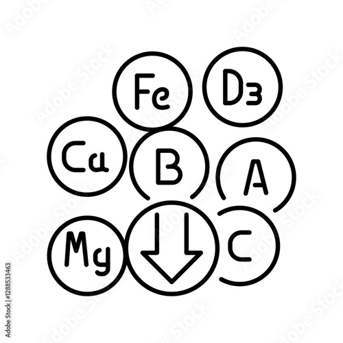 Vitamin deficiency black line icon. Vector isolated element