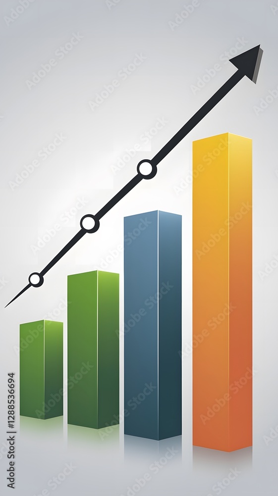 A visually appealing and colorful graph displays an arrow pointing upwards vertical A visually appealing and colorful graph displays an arrow pointing upwards vertical