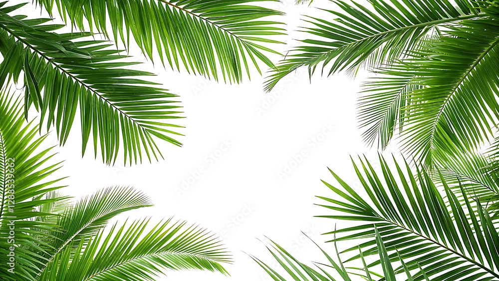 Realistic Tropical Palm Leaves Frame - on a Transparent Background Realistic Tropical Palm Leaves Frame - on a Transparent Background