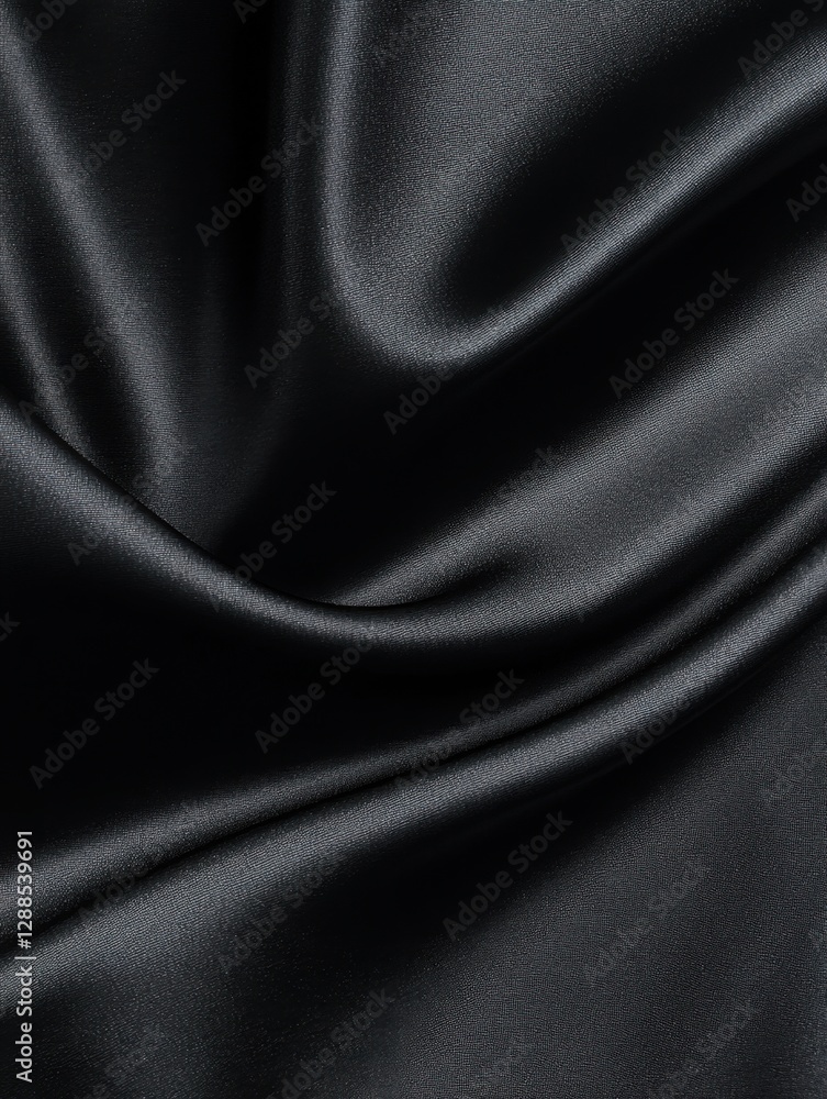 Fototapeta premium Elegant Black Fabric Draping with Smooth Folds and Subtle Highlights, Perfect for Backgrounds