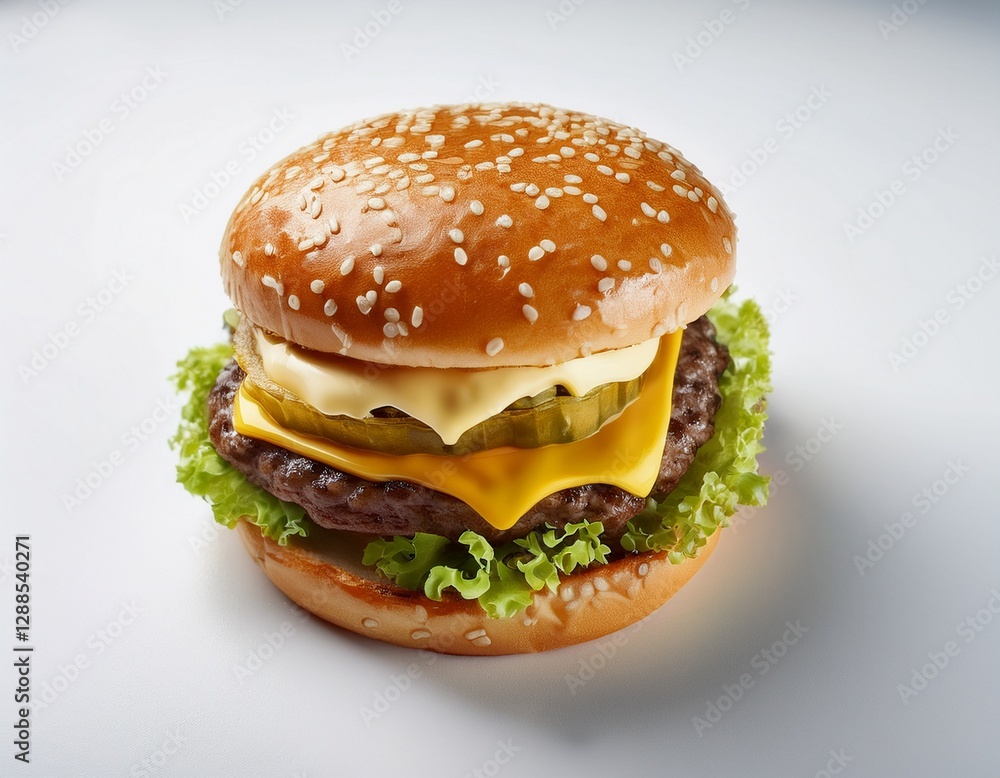 Fotografía de estudio profesional de una hamburguesa de ternera frita, con queso fundido y salsa mayo y salsa cheedar, tomate rojo, pepinillo, cebolla roja fina, estilo 4k, ultra realista Fotografía de estudio profesional de una hamburguesa de ternera frita, con queso fundido y salsa mayo y salsa cheedar, tomate rojo, pepinillo, cebolla roja fina, estilo 4k, ultra realista