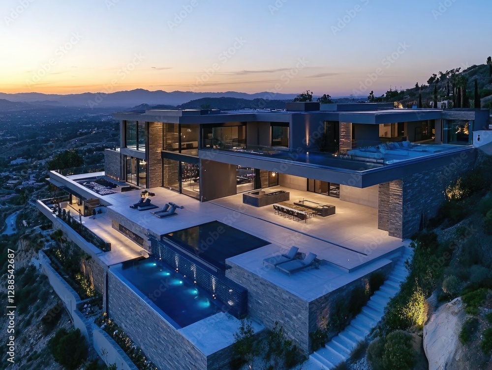 Fototapeta premium House with pool and mountain view