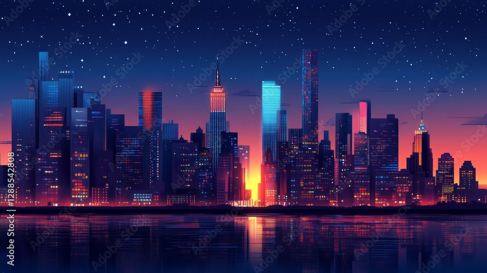 Fototapeta premium The Glow of a Thriving City After Dark